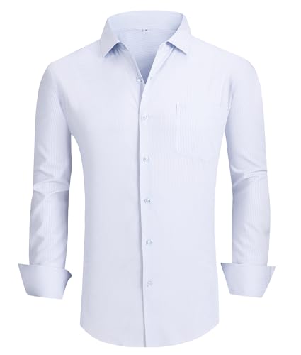 Alex Vando Mens Bamboo Dress Shirts Wrinkle Free Regular Fit Stretch Button Down Shirt