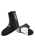 ROCKBROS Überschuhe Fahrrad, Regenschutz Schuhe mit Reflektoren & Verstellbaren Klettverschlüssen, Wasserabweisend & Windfest, Unisex Überziehschuhe für Radsport Rennrad MTB, Schwarz