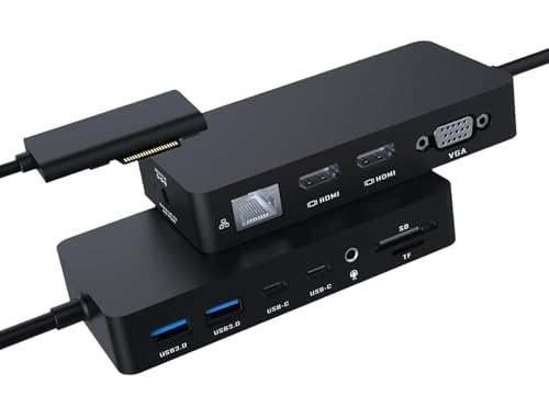 Surface Docking Station - 2025 Microsoft Dock Surface Pro 11/10/9/8/X/7/6/5/4/3、Surface Laptop 7/6/5/4/3/2/1、Sur face Book/Go トリプルディスプレイ (デュアルHDMI+VGA) 12イン1 Surface-pro ドッキングステーション。