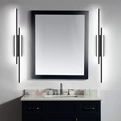 Image of PRESDE 40 inch LED Bathroom Vanity Light, Modern Black Wall Bar Fixture Over Mirror Dimmable