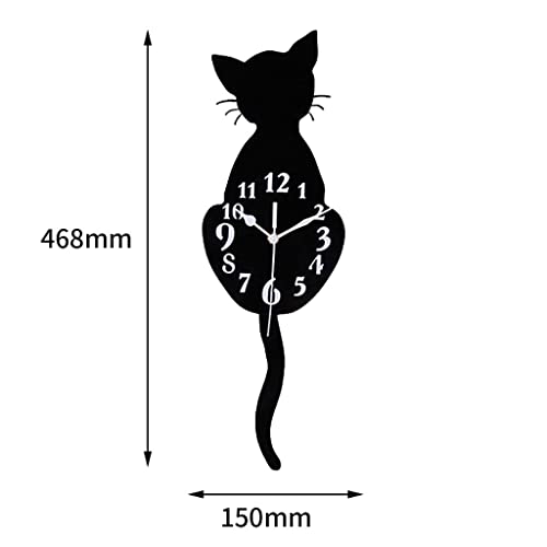 gazechimp Relógio de Parede Silencioso Cat de Design Moderno, Relógios de Pêndulo com Traseiro, Movi