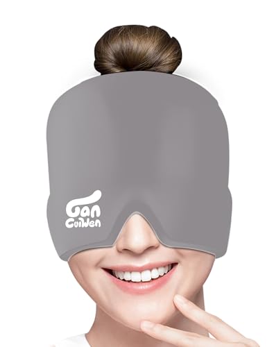 Headache Migraine Relief hat Migraine Relief Cap,Migraine Ice Head Wrap,Headache Relief Hat for Migraine, Headache Eyes Mask Gel Ice Cold Pack Cooling Gel Hat (Gray)