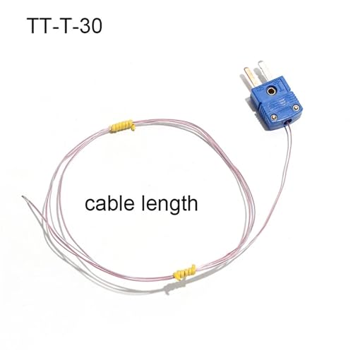 Termopar tipo T con enchufe TT-T-36 y cable sensor PTFE de 1m resistente 4