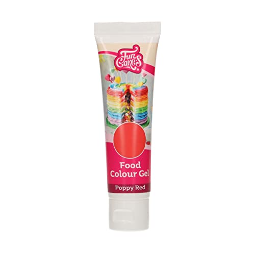 FunCakes Food Colour Gel Poppy Red: Colorante alimenticio altamente concentrado para masa. Se puede utilizar por separado para crear colores vivos. Halal. 30 g.