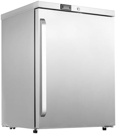 HCK Freezer, Undercounter Refrigerator with Stainless Steel Body, Electronic Temperature Control, Lockable Door, 3 Movable Baskets, Built Design for Home and Commercial Use,-11.2F to 3.2F, 4.1 Cu.ft.