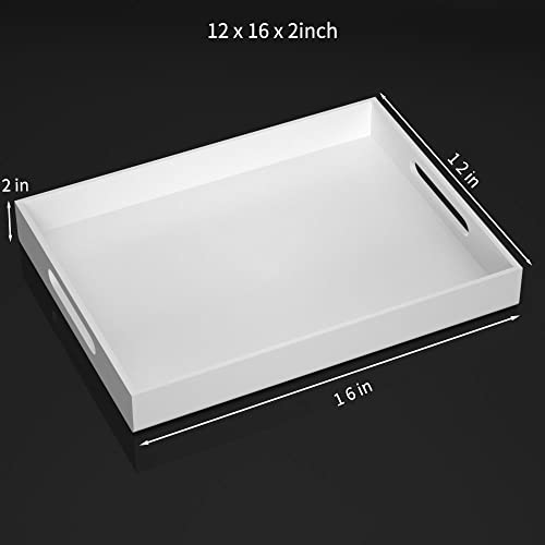 Niubee NBCA-2024-0007 Acrylic Serving Tray 12X16 Inches -Spill Proof- White Decorative Tray Organiser thumb #1