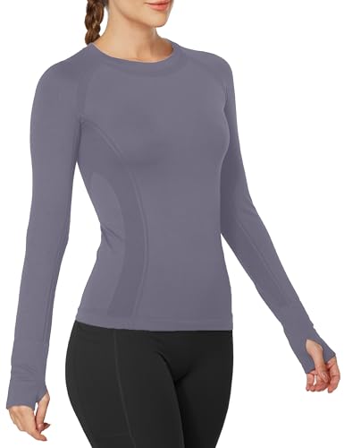 Image of MathCat Workout Shirts for Women Long Sleeve, Workout Tops for Women, Quick Dry Gym Athletic Tops,Seamless Yoga Shirts XS-XL