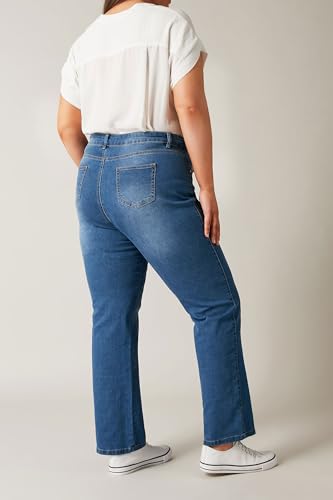 EVANS Curve Plus Size Straight Leg Jeans Mid Blue3