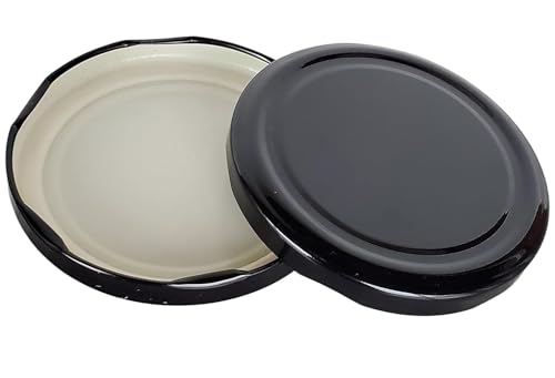 Image of Pure Source India Metal Black Lug Cap Lid for Glass jar, 12 Pieces, 82 mm