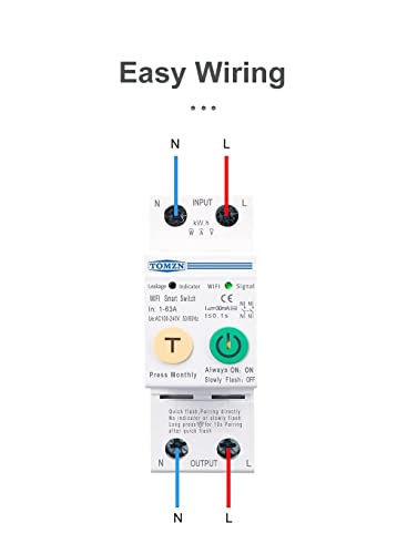Image of amiciSmart WiFi MCB, Circuit Breaker & Energy Meter with Over Voltage /Load Protection, with Weather-Proof Mount and SmartLife App Compatible (63A)
