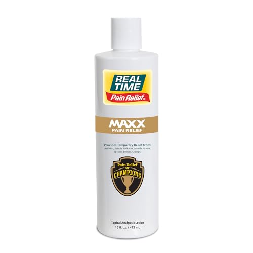 Image of Real Time Pain Relief MAXX 16oz Bottle | 18 Natural Ingredients: Arnica, Menthol & Peppermint | Maximum Strength Muscle Pain Relief Lotion for Arthritis, Hands, Ankles, Back, Shoulders, Knees & Joints