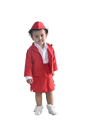 Image of BookMyCostume Airline Air Hostess Kids Fancy Dress Costume for Girls - Red 3-4 years