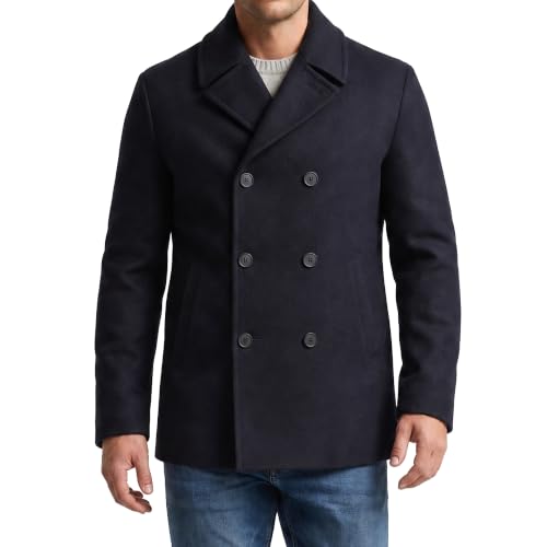Image of Nautica Men's Wool Blend Peacoat - Double-Breasted Winter Coat, Regular, Big & Tall Sizes