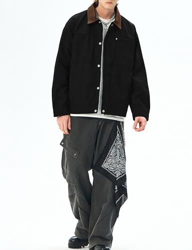 Men's Lightweight Jackets Full Zip Casual Barn Jacket Cotton Workwear Coat Fall Outwear with Pockets 7