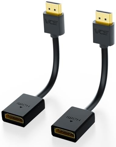 VCE HDMI Extension Cable Male to Female Support 4K & 3D HDMI 2.0 for Roku Stick, TV Stick, Google Chrome Cast, Laptop 2-Pack