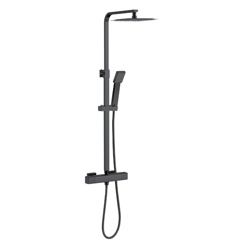 Système de douche thermostatique carré pour un effet de pluie relaxant à 38°C