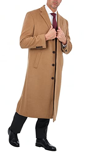 Image of THE SUIT DEPOT Mens Single Breasted Wool Cashmere Full Length Overcoat