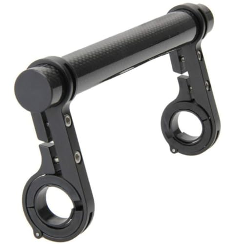 Extensor de manillar de carbono negro con doble abrazadera para faros de bicicleta