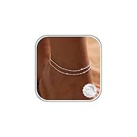 JUANKIKI Fußkettchen für Damen Fussketten für Frauen Silber 925 Wasserdichtes Verstellbare Sommer Strand Fußkettchen für Damen