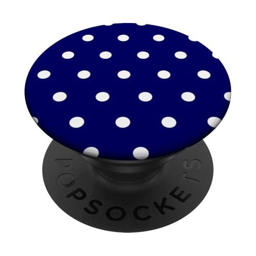 Patrón de Moda de Lunares de Polka Azul Marino y Blanco PopSockets PopGrip Adhesivo