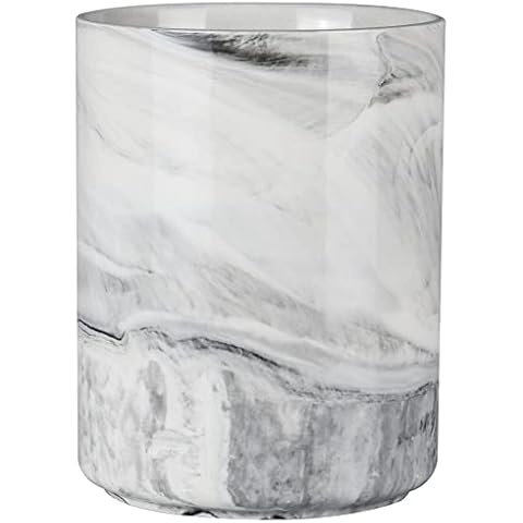 Sanbege Large Ceramic Utensil Crock, Gray Marble Kitchenware Caddy, Utility Utensil Holder for Cooking, Quilting Tools, Hair and Makeup Brushes, Flowers, Wine Bucket Cover