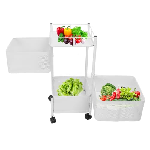 Rack de rangement rotatif blanc à 3 niveaux pour cuisine