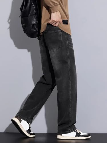 Image of GRECIILOOKS Men Jeans || Baggy Fit Jean's for Man || Loose Fit High Rise Denim || Stretchable Casual Wear Jean,s || Dance Rap Rapping Style Pant for Men || Denim Cotton Jeans