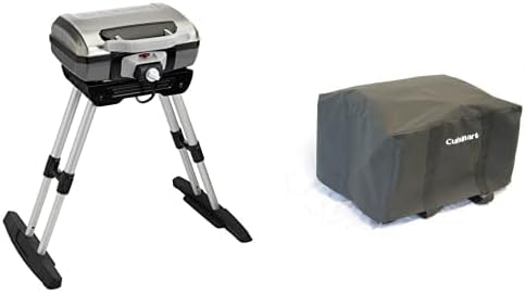 Cuisinart Paquete de parrilla parrilla eléctrica para exteriores con VersaStand, espacio de cocción de 145 pulgadas cuadradas y cubierta de bolsa
