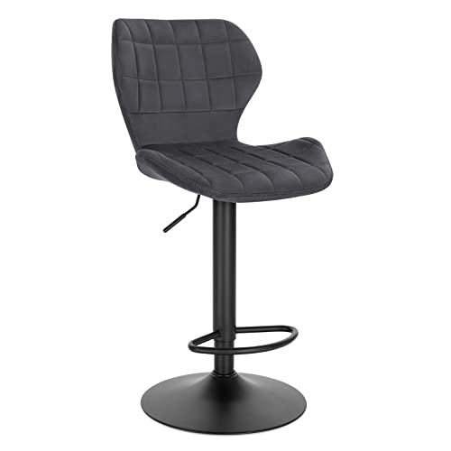 WOLTU 1X Taburete de Bar Giratorio de 360° Taburetes Altos de Terciopelo con Respaldo y Reposapiés Silla Barra Cocina...