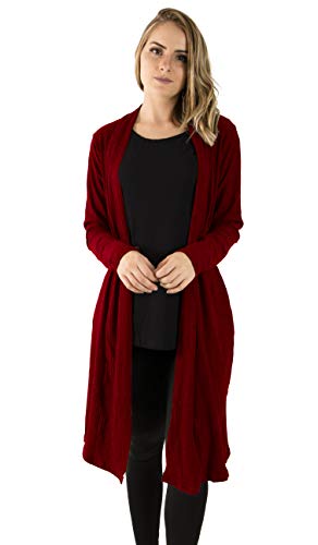 Cardigan Feminino Canelado Kimono Manga Longa (vinho, GG)