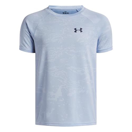 Under Armour Boys' Tech Jacquard 2.0 Short Sleeve T Shirt, (465) Horizon Blue / / Midnight Navy, Medium