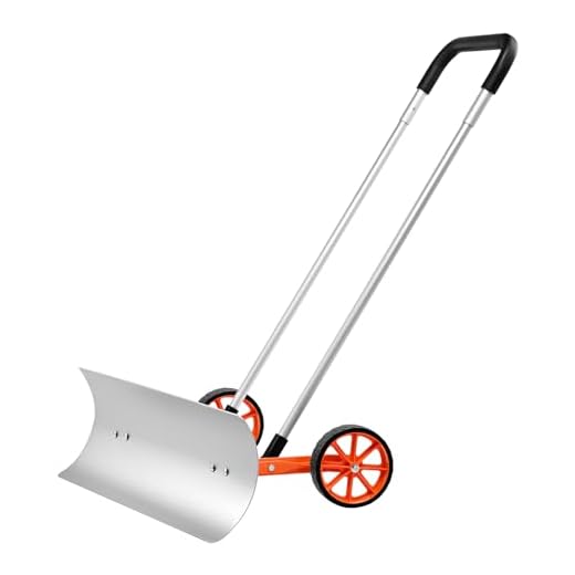 VEVOR Metal Snow Pusher Shovel for Driveway with Wheels, 30 inch Bi-Directional Heavy Duty Rolling Snow Pusher on Wheels, Back Saver Wheeled Snow Shovels for Snow Removal for Doorway Sidewalk Deck