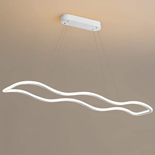 GGQEM Lámpara Colgante de Metal nórdico con Forma de Isla de Cocina Lineal LED, lámparas Colgantes Modernas LED para Comedor, Sala de Estar, Cocina, Oficina, Tienda, Bar, cafetería, lámp