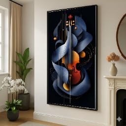 Toile violon contemporaine 80x150cm peinture artistique haut de gamme sans cadre