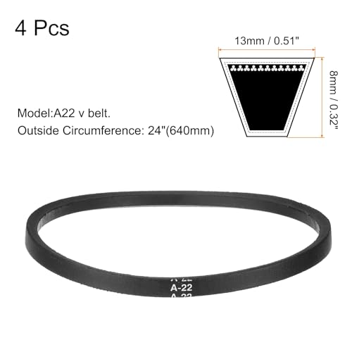 Image of uxcell 4pcs A22 or 4L240 Classic Wrapped Rubber V-Belt, 22 inch(560mm) Inside Circumference, A Profile V Belt