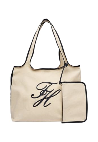 Grand cabas Tommy Hilfiger Th Summer Tote Canvas 0K4 blanc sac en toile été femme
