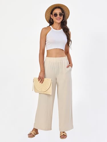 Women's Wide Leg Pants Straight Leg Trousers,Summer Beach Pants Fit for Casual and Work4