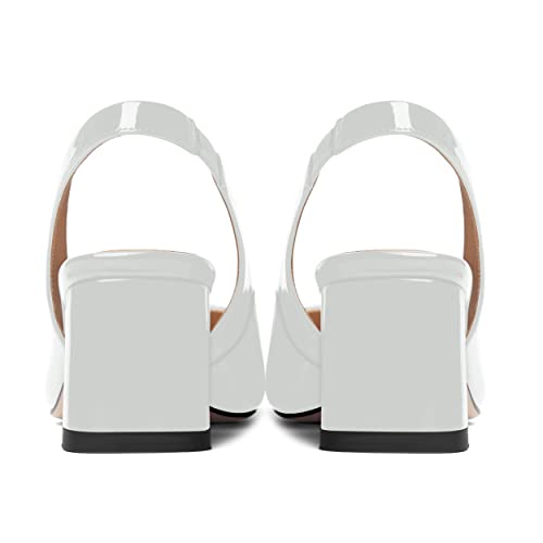 FOGEENA Womens Square Toe Patent Party Solid Dress Slip On Chunky Leather Low Heel Pumps Shoes 2 Inch4