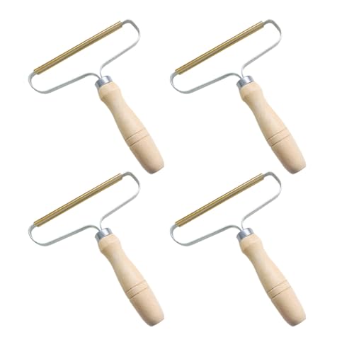 Healifty Quitapelusas Manual de 4 Piezas Mango de Madera, Removedor de Bolas para Suéteres y Prendas de Cachemira, Accesorio para Eliminar Pelusa, Pelo de Mascota y Migas en Ropa
