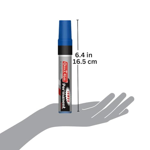 Image of Soni Officemate Jumbo Permanent Marker | Pack of 2 (Blue) | Waterproof, Quick-Drying | Jumbo Barrel | Refillable & Low Odor | 10mm Tip