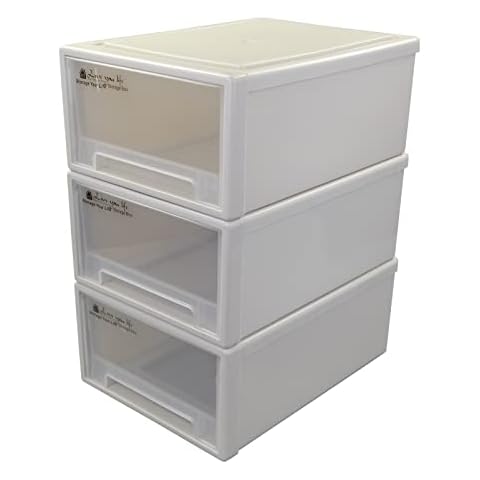 CadineUS Plastic Stacking Storage Drawer, Small Stackable Drawers, 3-Pack Cover