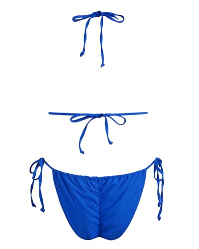 Image of Women's Triangle Bikini Set String Swimsuit Print Tie Smocked Ruched Two Piece Bathing Suit