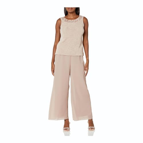 Le Bos Women's Elegant 3-Piece Georgette Pant Set with Sequin Embroidered Trim3