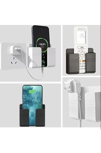 Image of TOXXON Wall Mounted Mobile Holder Storage Case for Remote, Wall Mounted Mobile Stand /Multi Purpose Stand with Hole for Phone Charging (Black-Pack of 2)