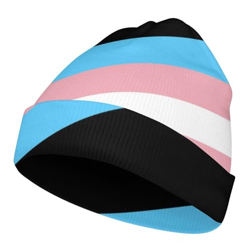 Transgender Pride LGBTQ Kids Beanie Hat for for Girls Boys Children Cap Winter Knitted Chemo Cancer Headwear Accessories Gifts Decoration Black