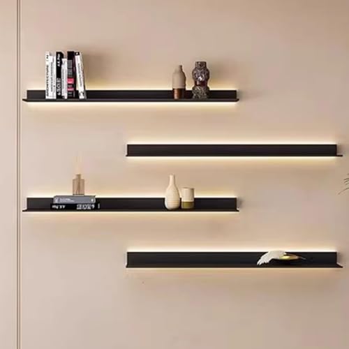 Étagère flottante à plusieurs niveaux rétroéclairée pour une décoration murale moderne