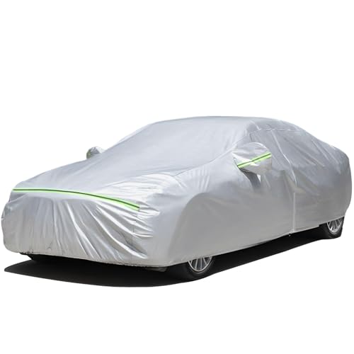 Favoto Sedan Car Cover Waterproof All Weather for Automobiles 6 Layers Heavy Duty Outdoor Rain Sun Snow Protection with Zipper Inner Cotton Universal Fit for Sedan (177-194 inch)