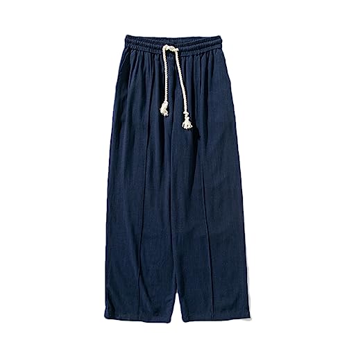 Pantalon de jogging en coton et lin homme coupe droite aérée