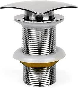 Xcel Home Square Unslotted Chrome Replacement Waste | Click Clack Basin Pop Up - Solid Brass Construction - Mushroom/Dome Shaped