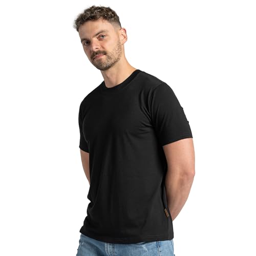 menique 100% Merino Wolle T-Shirt Herren Funktionsshirt Laufshirt Wandern Reisen Unterhemd Thermo Basisschicht Atmungsaktiv Kurzarm Sportshirt, Schwarz, L